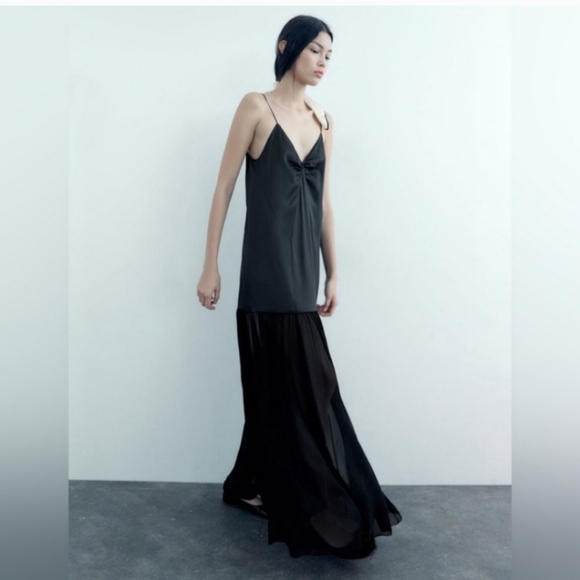 Zara Mulberry Silk Dress Black Size M - Picture 15 of 16